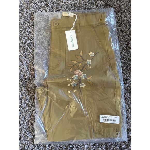NWT Women’s Sundance Orchard Floral Pants Embroidered Cargo Mustard Size 6 - Picture 2 of 3